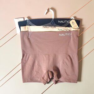 NWT Nautica Seamless High Waist Boxer Briefs 3 Pack L Tummy Control